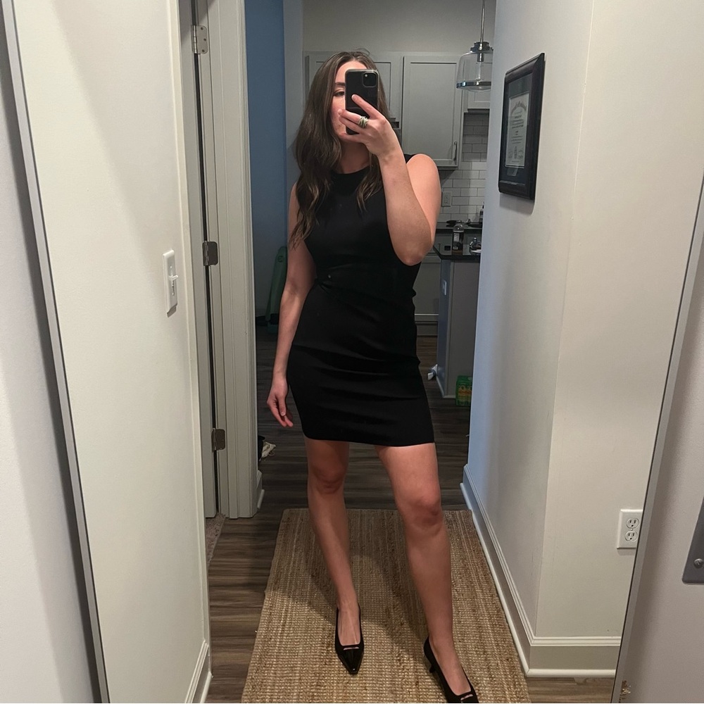 Theory Sleeveless Fitted Scuba Dress In Black - Picture 2 of 6